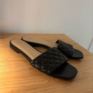 a new day Black Quilted Slide Sandals